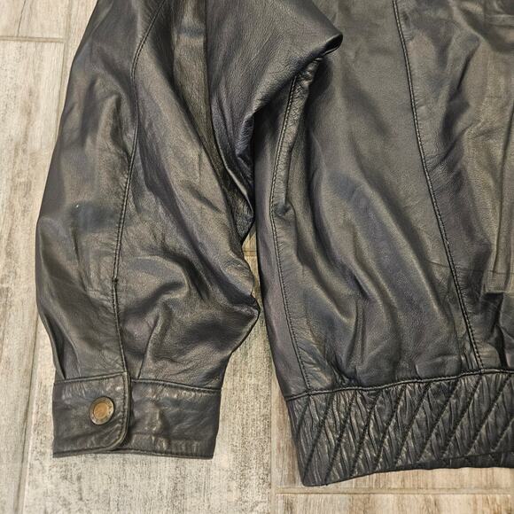 Vintage Torras Leather Jacket Mens Size XL Black Zip Front Bomber Spain Retro - Picture 13 of 15